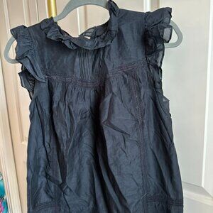 J. Crew Black Ruffle and Lace Detail Blouse, size XS